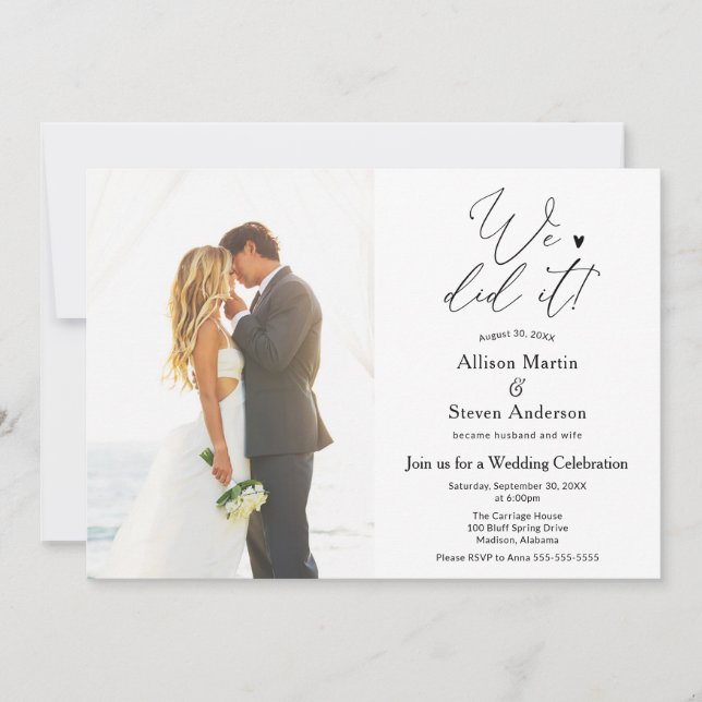 We Did It Wedding Reception Invitation (Front)