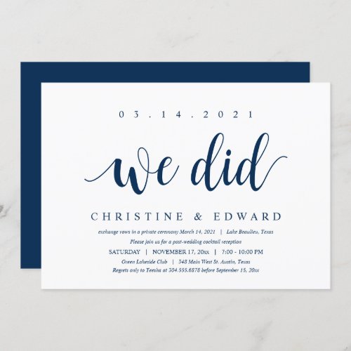 We did Modern Post Wedding Elopement Invitation