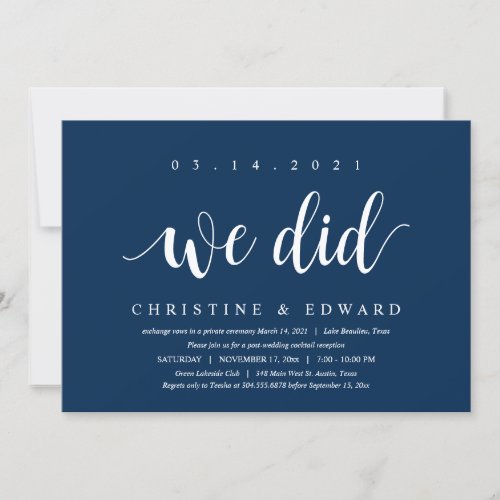 We did Modern Post Wedding Elopement Invitation