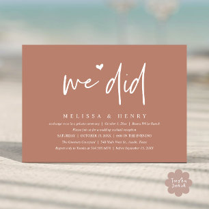 We Did Modern Wedding Elopement Reception Dinner Invitation