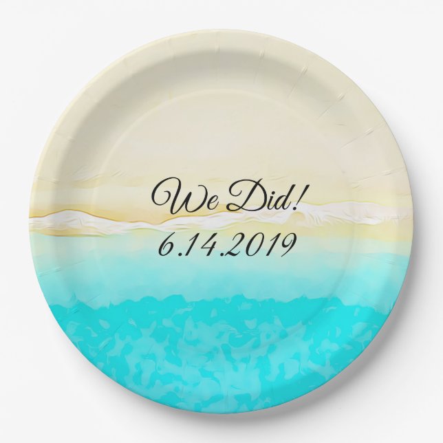 We Did Ocean Shore Teal Water pretty paper plates. Paper Plates (Front)