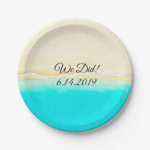 We Did Ocean Shore Teal Water pretty paper plates. Plates