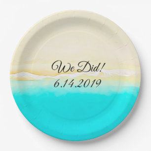 We Did Ocean Shore Teal Water pretty paper plates. Plates