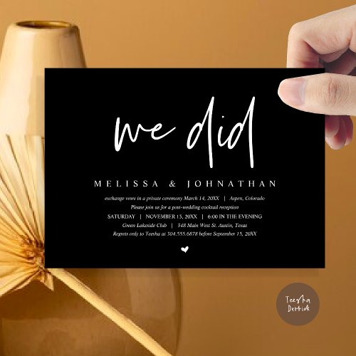 We Did Wedding Elopement Party Modern Minimalist Invitation