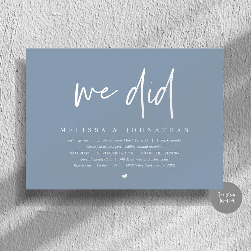 We Did Wedding Elopement Party Modern Minimalist Invitation