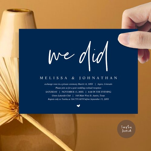 We Did Wedding Elopement Party Modern Minimalist Invitation