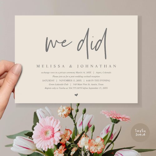 We Did Wedding Elopement Party Modern Minimalist Invitation