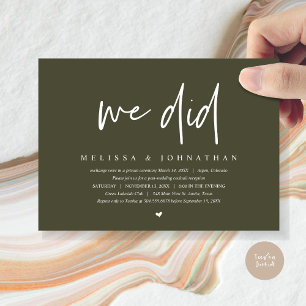 We Did, Wedding Elopement Party, Modern Minimalist Invitation