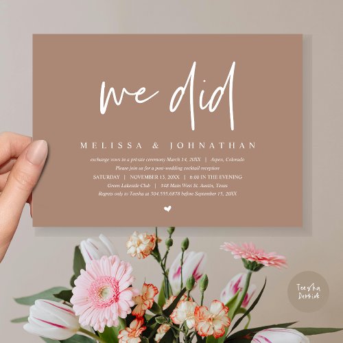 We Did Wedding Elopement Party Modern Minimalist Invitation