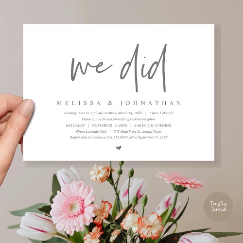 We Did Wedding Elopement Party Modern Minimalist Invitation