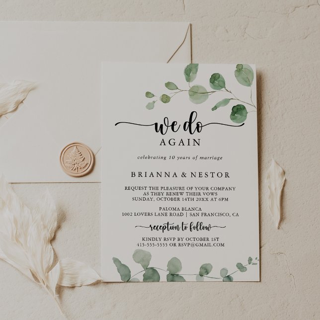 We Do Again Green Delight Eucalyptus Vow Renewal  Invitation (Creator Uploaded)
