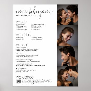 We Do - All In One Bw - Qr - 4 Photos - Wedding Poster by JustWeddings at Zazzle