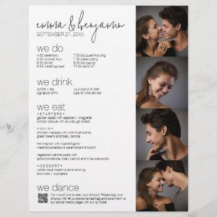We Do - All In One BW - QR - 5 Photo Wedding Menu Letterhead
