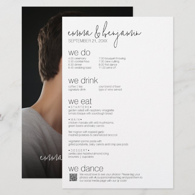 We Do - All In One BW - QR - Photos - Wedding Menu (Front/Back)