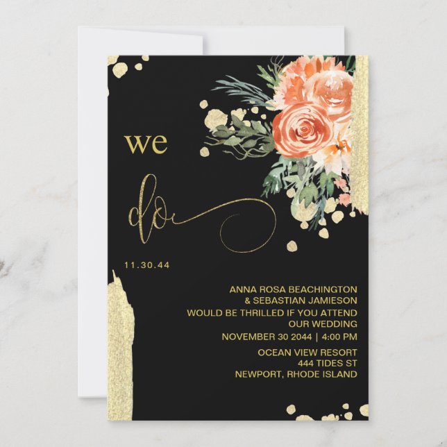 *~* WE DO AR15 - Pink Rose Floral RSVP QR WEDDING Invitation (Front)