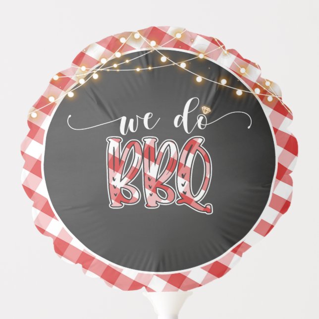 We Do BBQ Balloon - Gingham (Front)
