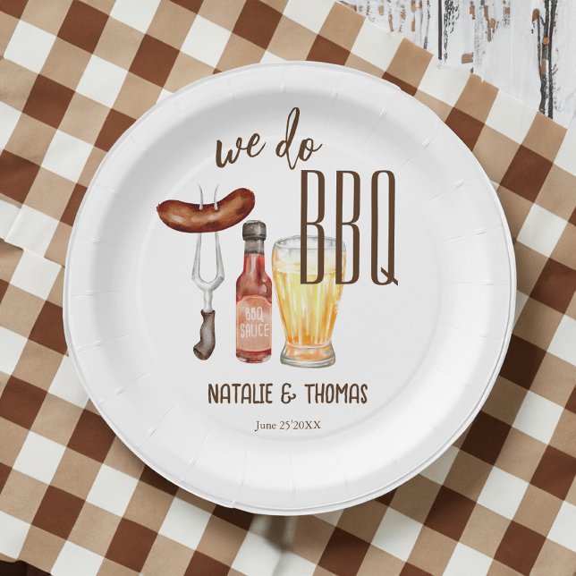 We do BBQ barbecue bridal shower couples shower Paper Plates (We do BBQ barbecue bridal shower couples shower monogrammed Paper Plates personalized table decor)