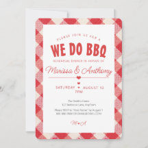 WE DO BBQ casual vintage gingham rehearsal dinner