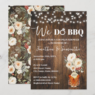 We do BBQ Couple Shower Country Winter Wedding Invitation