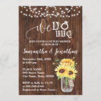 We do bbq couple shower sunflowers country wedding invitation