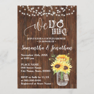 We do bbq couple shower sunflowers country wedding invitation