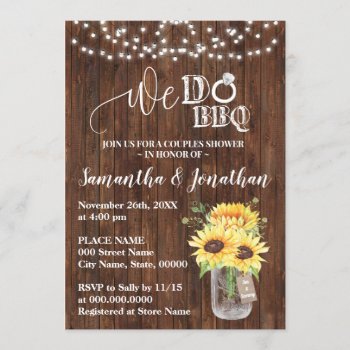 We Do Bbq Couple Shower Sunflowers Country Wedding Invitation by Designsplusmore at Zazzle