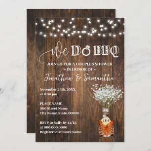 We do BBQ Couple Shower Whiskey Baby Breath Invitation