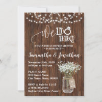 We do bbq couples shower country wedding invitation