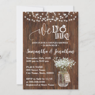 We do bbq couples shower country wedding invitation