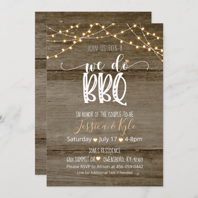 We Do BBQ Invitation - Rustic (Front/Back)