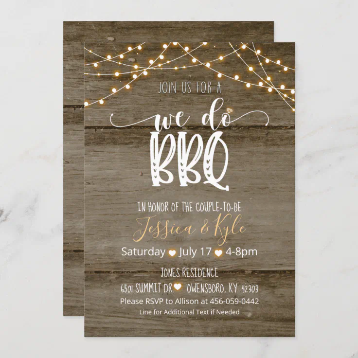 We Do BBQ Invitation - Rustic | Zazzle