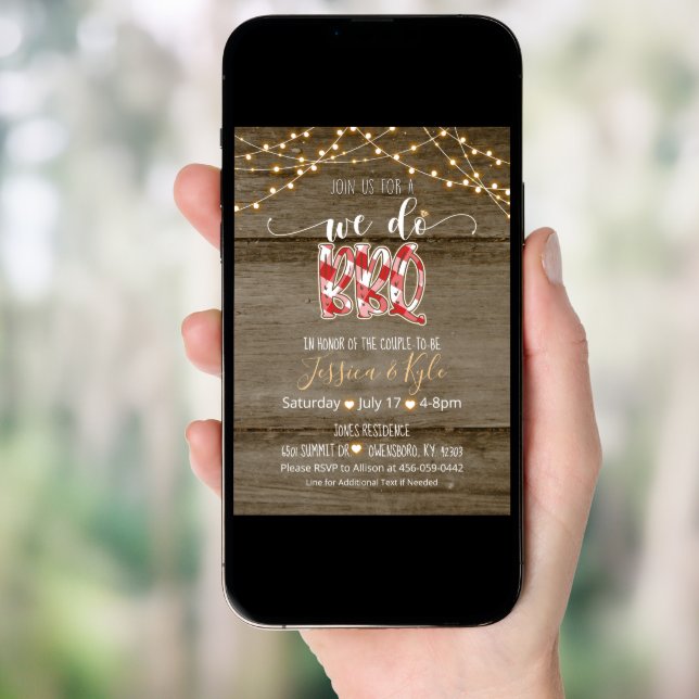 We Do BBQ Invitation - Rustic Gingham (Front Digital)