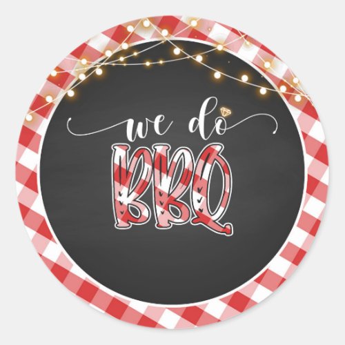 We Do BBQ Round Sticker _ Gingham