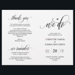 We do, Black, Foldable Wedding Ceremony Program<br><div class="desc">This is the foldable wedding ceremony program card, in elegance script in black color themed, with title: We do. It is designed with scroll accent that can be personalised with custom/ personalised text for your bridal party, ceremony details, memorial notes and thank you message. ** Note: these text weight paper...</div>