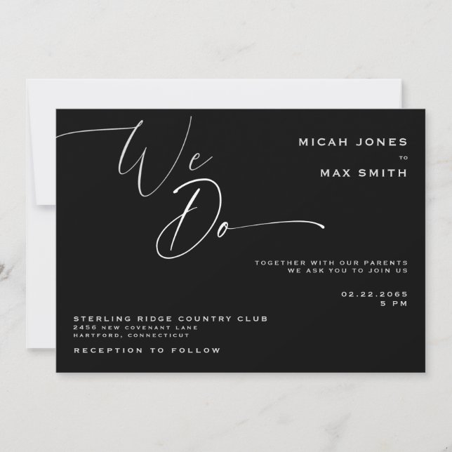  We Do Black & White Wedding Invitation (Front)