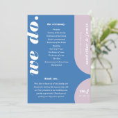 We Do Blue Retro Style Wedding Order of Service Program (Standing Front)