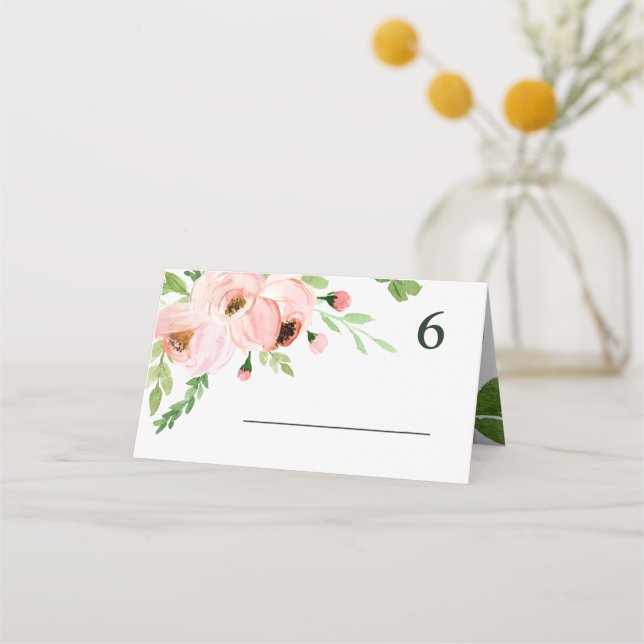 We do blush floral watercolor wedding place card (Front)