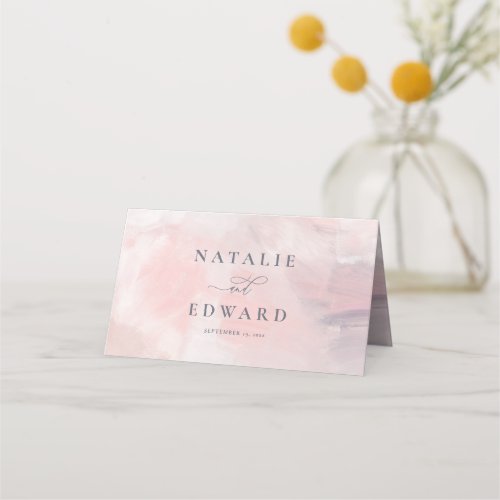 We do blush floral watercolor wedding place card