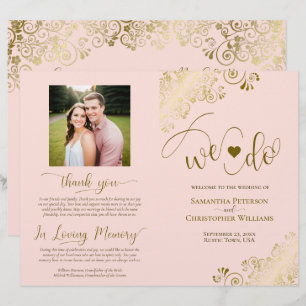 We Do! Blush Pink & Gold DIY Fold Wedding Program