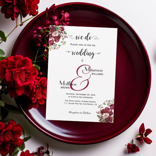 We do! Burgundy Floral Modern Script Wedding Invitation (Creator Uploaded)