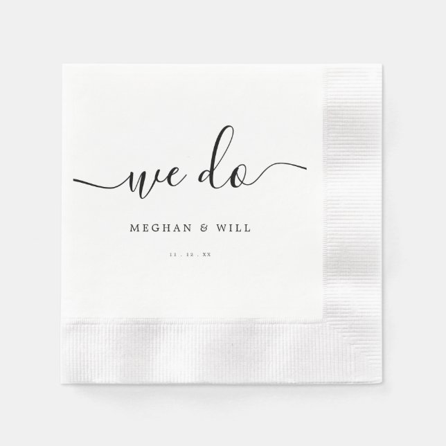 We Do Calligraphy Rustic Wedding Reception  Napkins (Front)