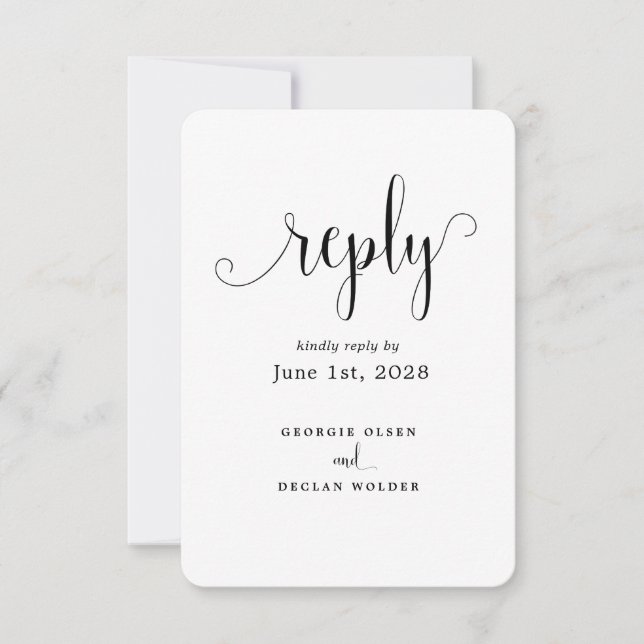 We Do Calligraphy Wedding No Meal Option RSVP Card (Front)