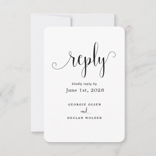 We Do Calligraphy Wedding No Meal Option RSVP Card