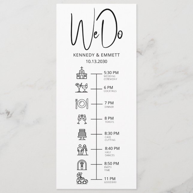 We Do Church Wedding Day Timeline Flat Program (Front)