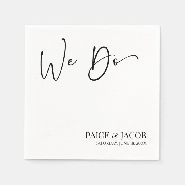 We Do Classic Modern Minimal Minimalist Wedding Napkins (Front)