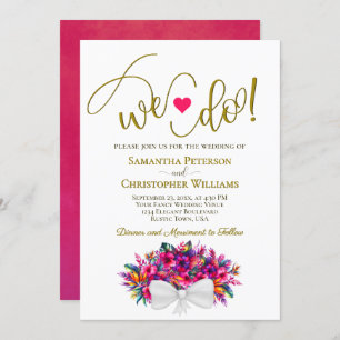 We Do! Colorful Tropical Floral Bouquet Wedding Invitation