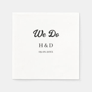 WE DO COUPLE NAME LETTER WEDDING DATE SIMPLE NAPKINS