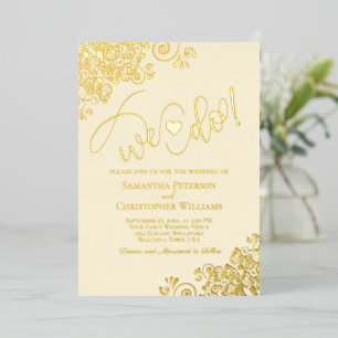 We Do! Cute Modern Wedding Ivory Cream & Gold Foil Invitation