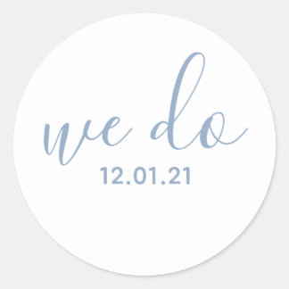 We Do Dated Wedding Envelope Dusty Blue Sticker