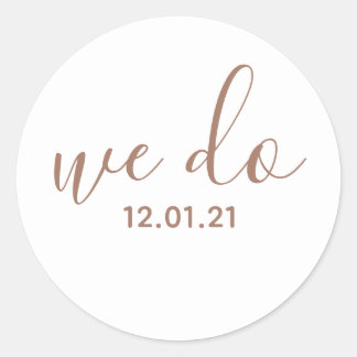 We Do Dated Wedding Envelope Mocha Brown Sticker